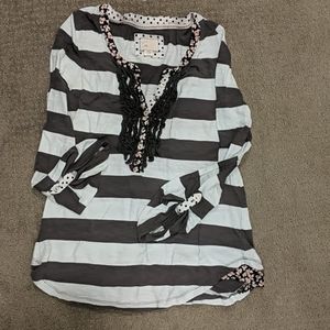 Striped Anthropologie 3/4 length sleeve shirt